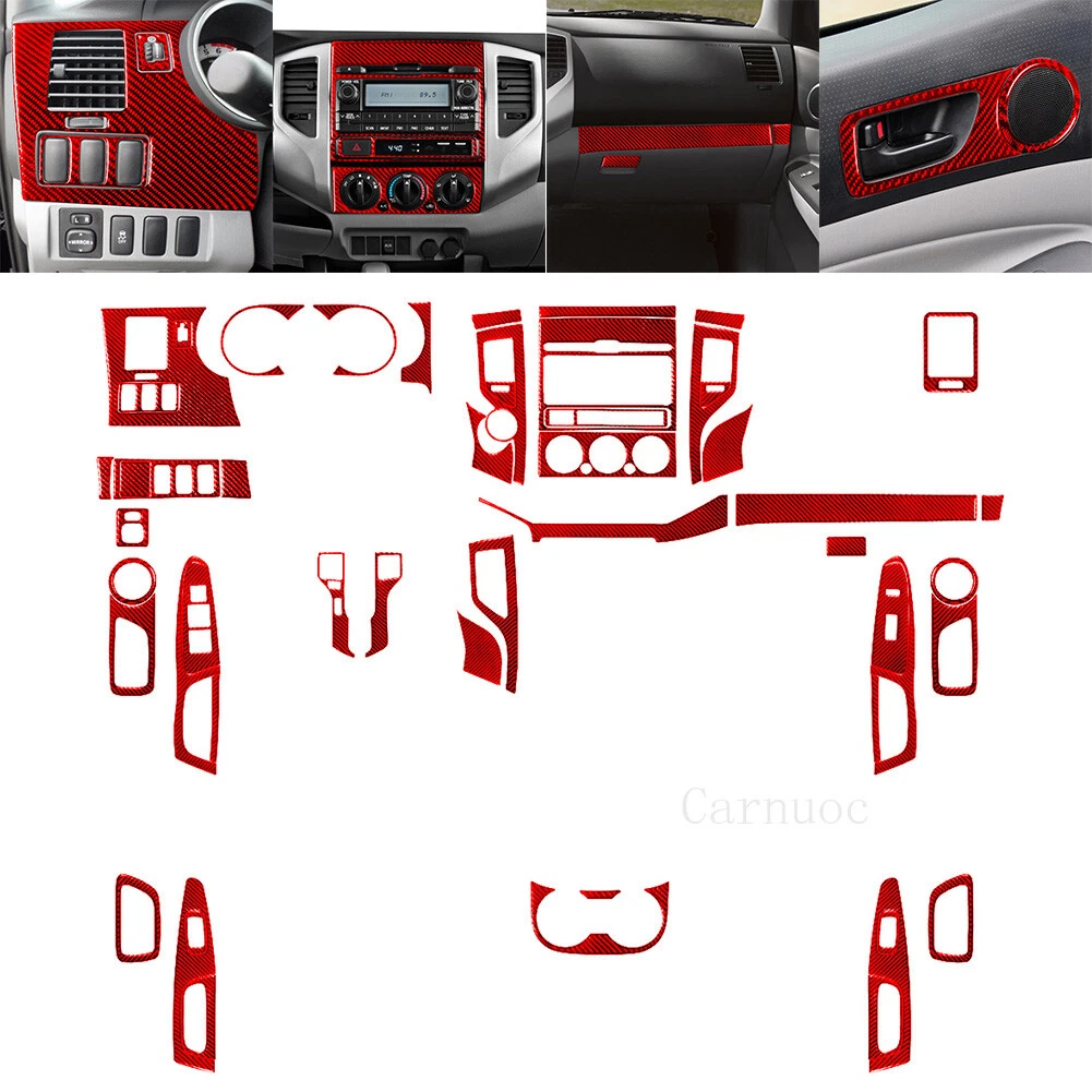 51pcs Red Carbon Fiber Full Kit Interior Sticker Trim Set For Toyota Tacoma
