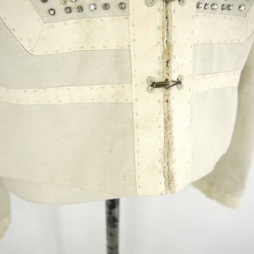 Chaqueta Chloe Vintage Lino Algodón Beige Lentejuelas Cuentas Gancho Ojo Talla 42/14 - Imagen 5 de 22