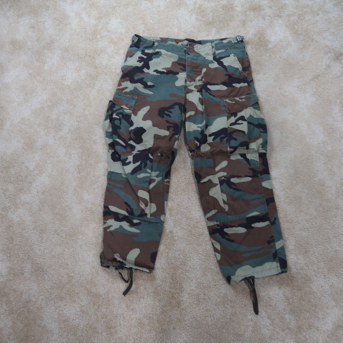 vintage Woodland Camouflage Combat Trousers Men's Medium Short