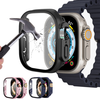 Hard PC Case Cover fr Apple Watch Ultra 2 3 49MM Tempered Glass Screen Protector