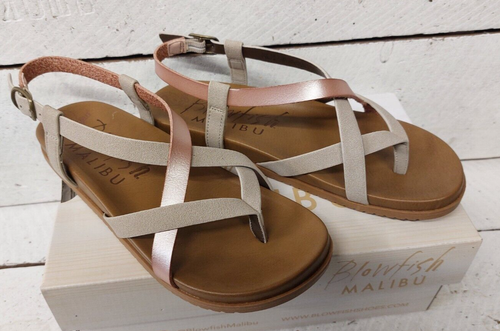Ladies Blowfish Malibu Camden Vegan Strappy Toe Post Micro Wedge Sandals - Picture 3 of 6
