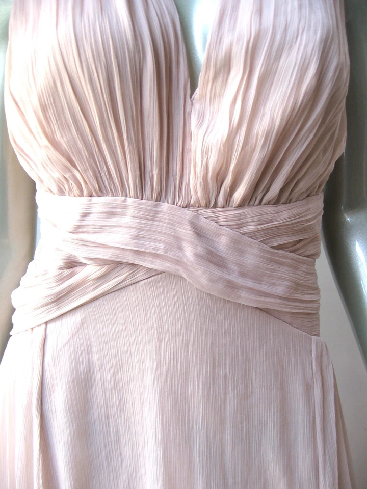 IN0036 ASOS DESIGN Curve NUEVO Maxi Vestido Mujer Antiguo Rosa Transparente Arrugado Gasa Foto 3 de 4