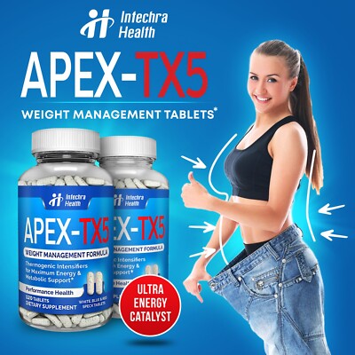 APEX TX5 Peak Energy Boost - Best Weight Loss Pills 120 White/Blue/Red Tablets