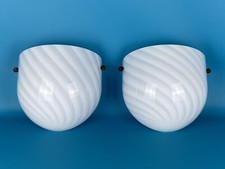 Coppia Vetri Per Lampade Da Parete Vetro Murano A Spirale Applique Design 1960