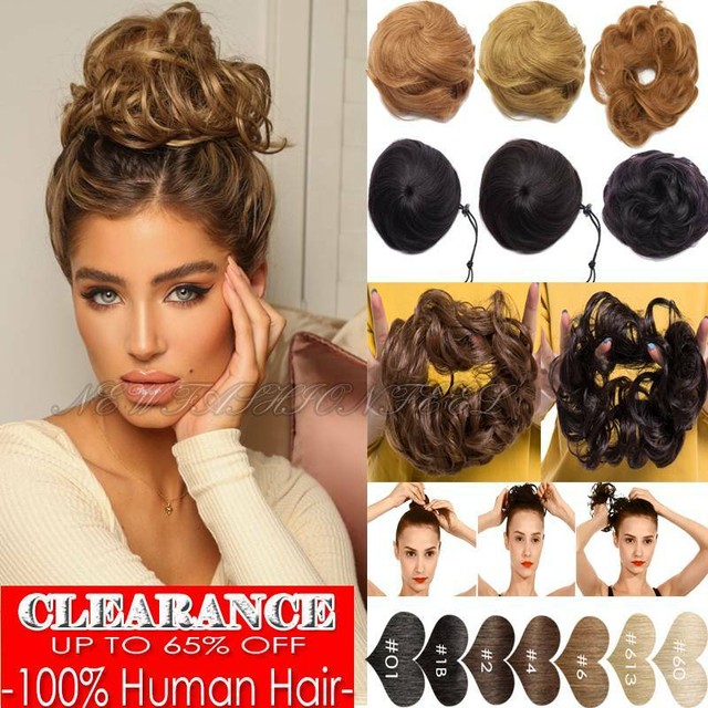 Straight Scrunchie Hair Bun Cover Hairpiece Clip On Synthetic
