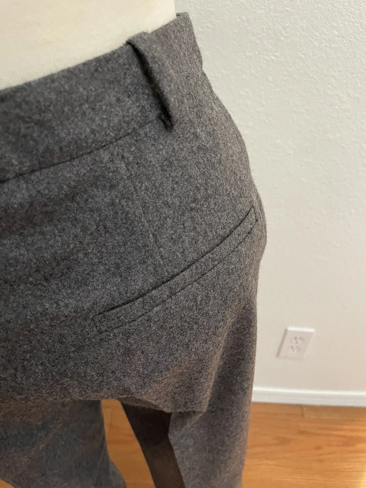 Pantalones de mujer tallados de franela de lana de pierna cónica talla FR36 NUEVOS CON ETIQUETAS PRECIO DE VENTA SUGERIDO POR EL FABRICANTE $440 Foto 3 de 4