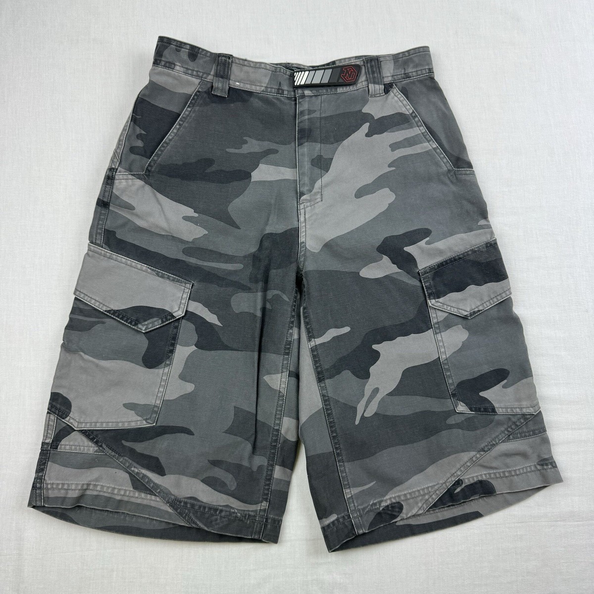 Vintage Old Navy Camo Cargo Shorts Womens 16 Black White Baggy Y2K 
