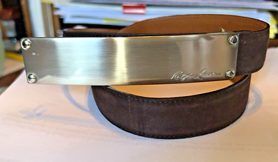 Lauren Ralph Lauren Brown Italian Leather Suede Belt with Gold Hardware Brown Gold Suede Belt | Made in Italy | Portia1924 main image 4