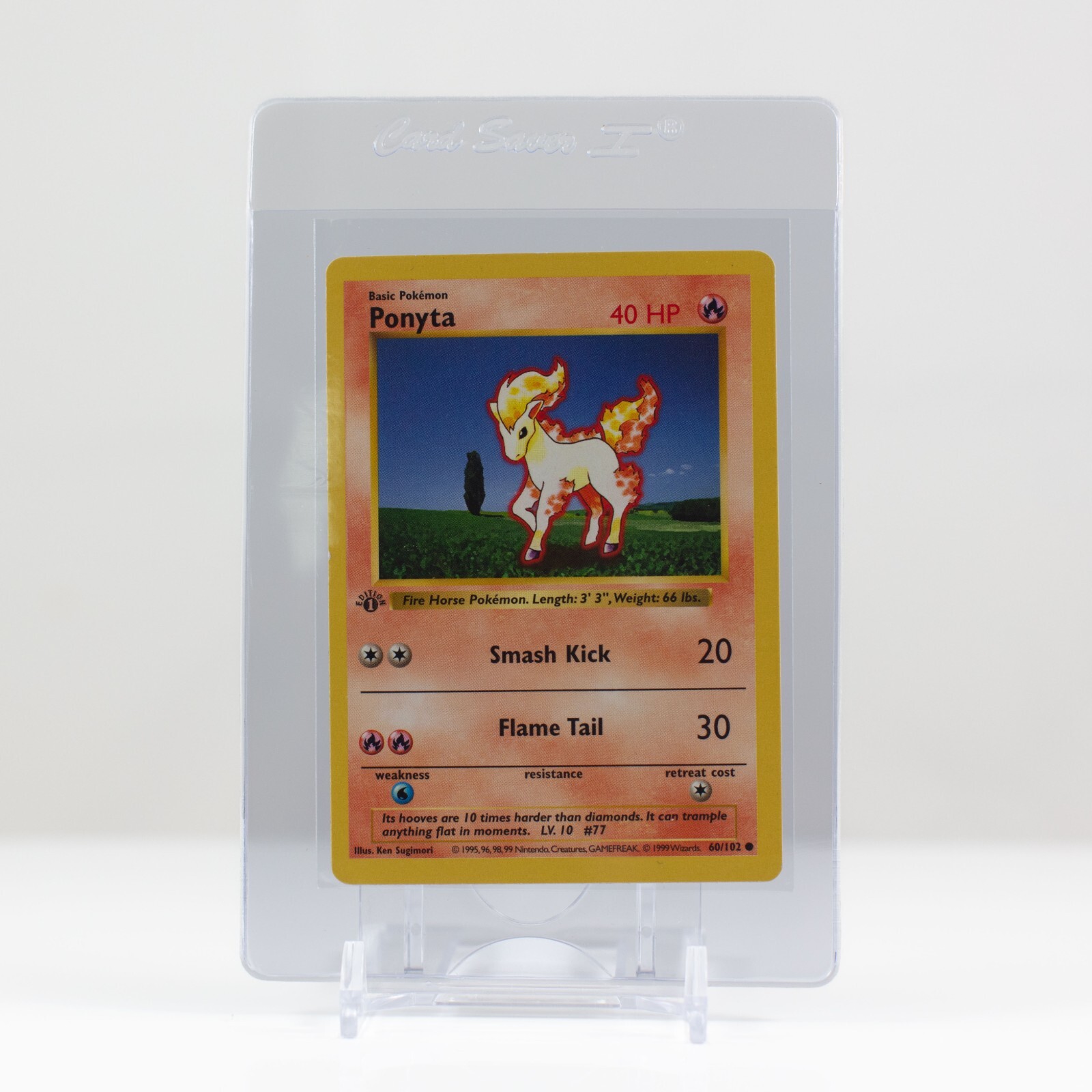 Ponyta Pokemon 1st edition base set 60/102 1999 3d stamp raw mint clean WOTC