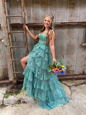 amarra emerald green prom dress STYLE 89329 main image 1