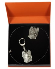 Briard - necklace, keyring, set with a dog in orange box, Art Dog IE