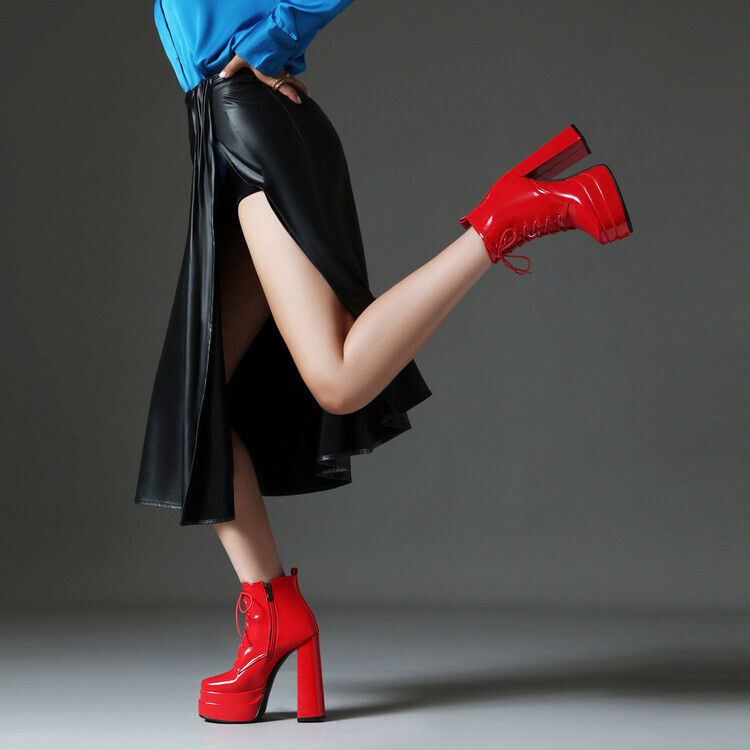 Ankle Boots Red Platform Boots Fancy Dress Women's Red Polka Heel
