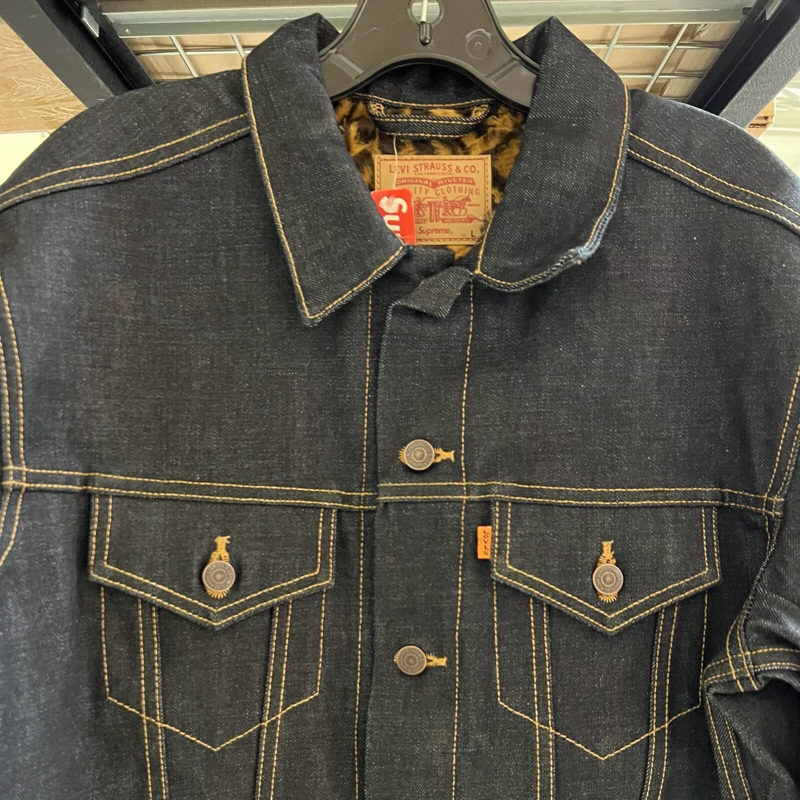 VESTE JEAN LÉOPARD FW12 SUPREME X LEVI'S DENIM LARGE L LEVIS 2012