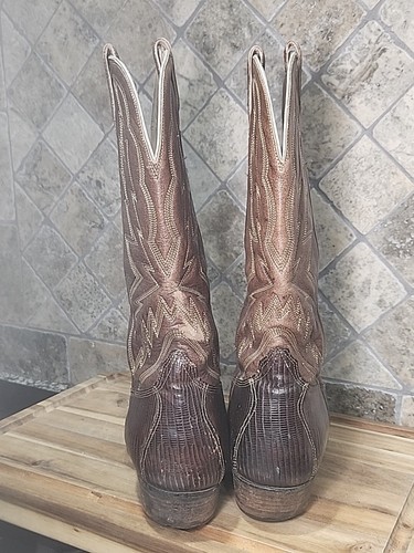 Vintage Houston Boots Snakeskin Western Cowboy Boots Men's Sz 9.5 D Leather - Picture 7 of 12