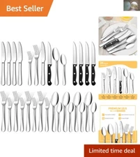 24-Piece Silverware Set: Stain Resistant, Dishwasher Safe, and Modern Elegance
