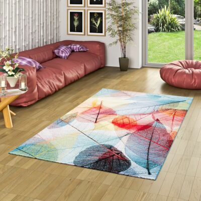 Designer Teppich Faro Tropical Bunte Blätter