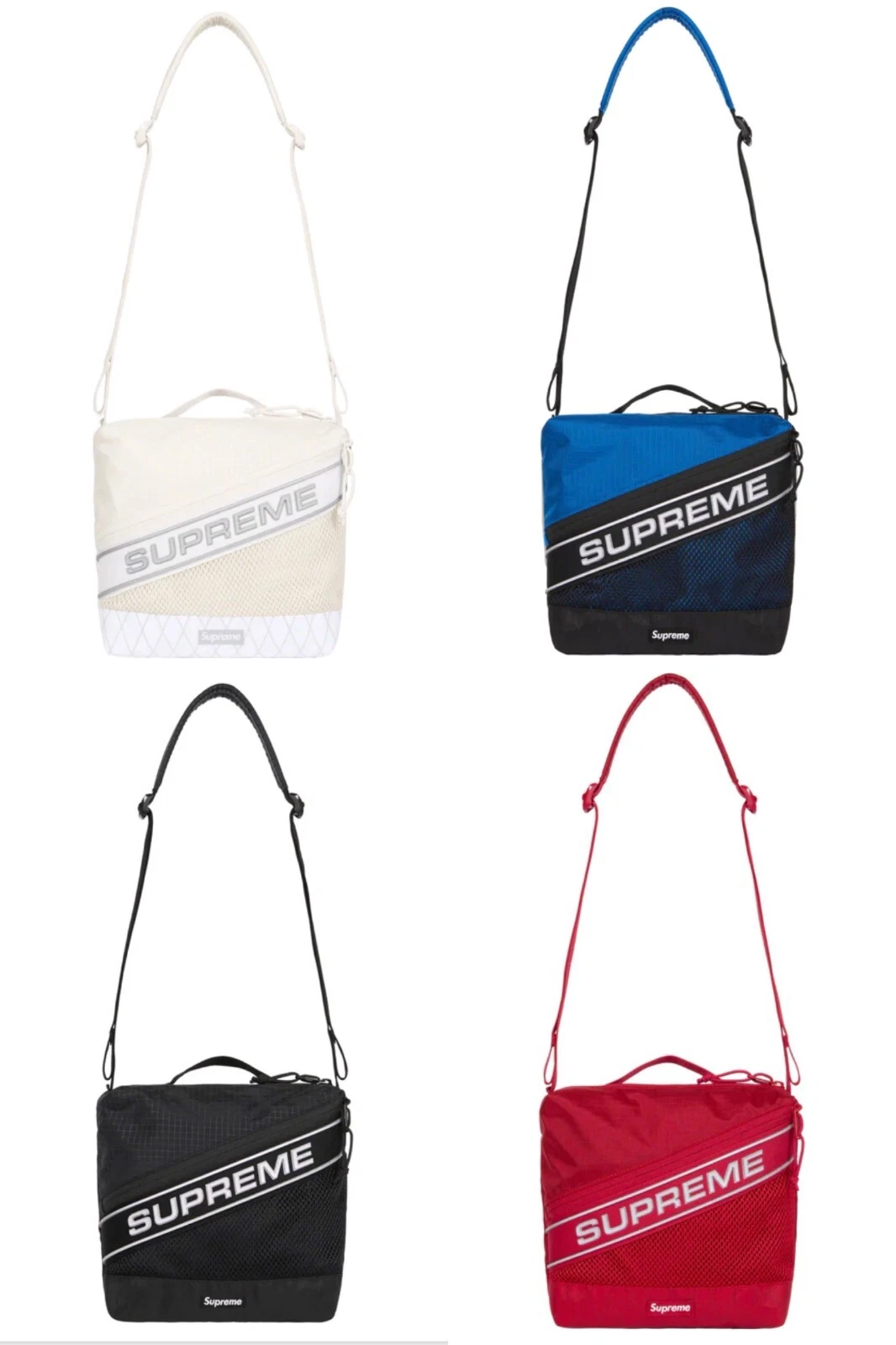 Sac à taille logo Supreme noir bleu blanc et rouge