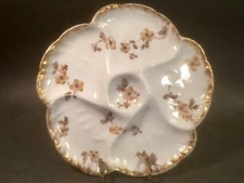 Antique Haviland Limoges Porcelain Oyster Plate Yellow Florals
