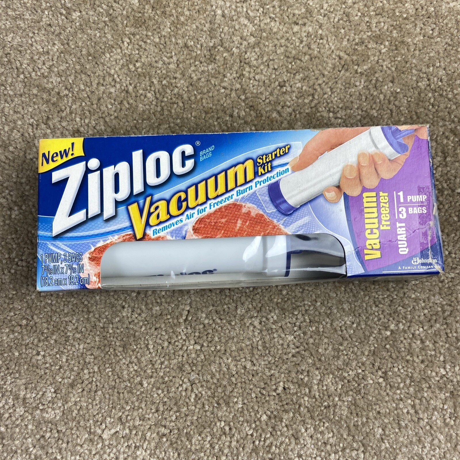 Ziploc Vacuum Starter Kit Hand Pump & 3 Freezer Quart Bags Discontinued