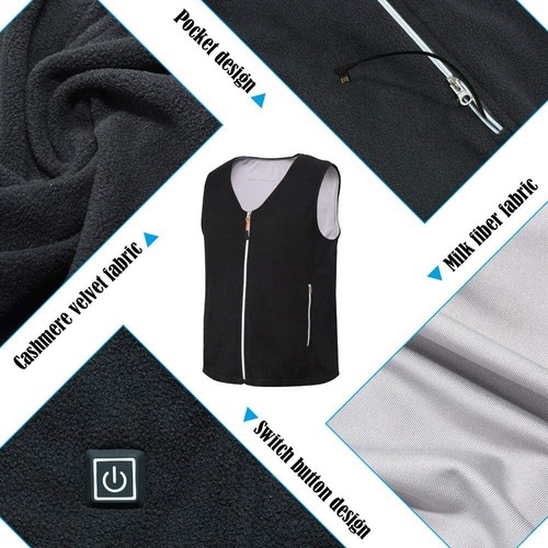 Gilet Riscaldato Corpo Caldo Invernale Elettrico USB Giacca Uomo Donna Cappotto Riscaldante Taglia 3XL - Foto 3 di 6