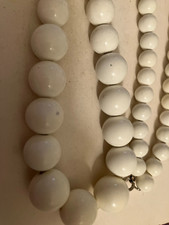vintage estate long white chunky strand necklace