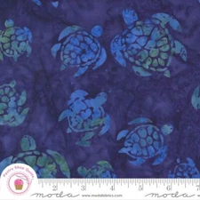 BEACHY BATIKS 4362 18 Blue Indigo SEA TURTLES MODA BATIKS Quilt Fabric TIE DYE