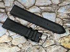 18 22 mm Black Stitched PU Leather Dress Watch Band Silver Buckle SPECIAL OFFER