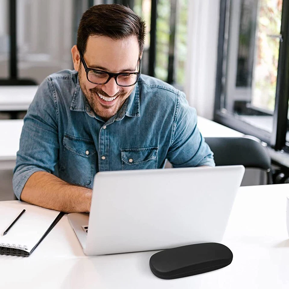 NEW Clam Shell Hard Eyeglasses PU Glasses Case Black w/Microfiber Cleaning Cloth - Image 4 of 4