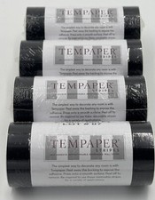4 X Tempaper ST603 Removable Peel and Stick Wallpaper, 4.1" x 20', Black Stripe