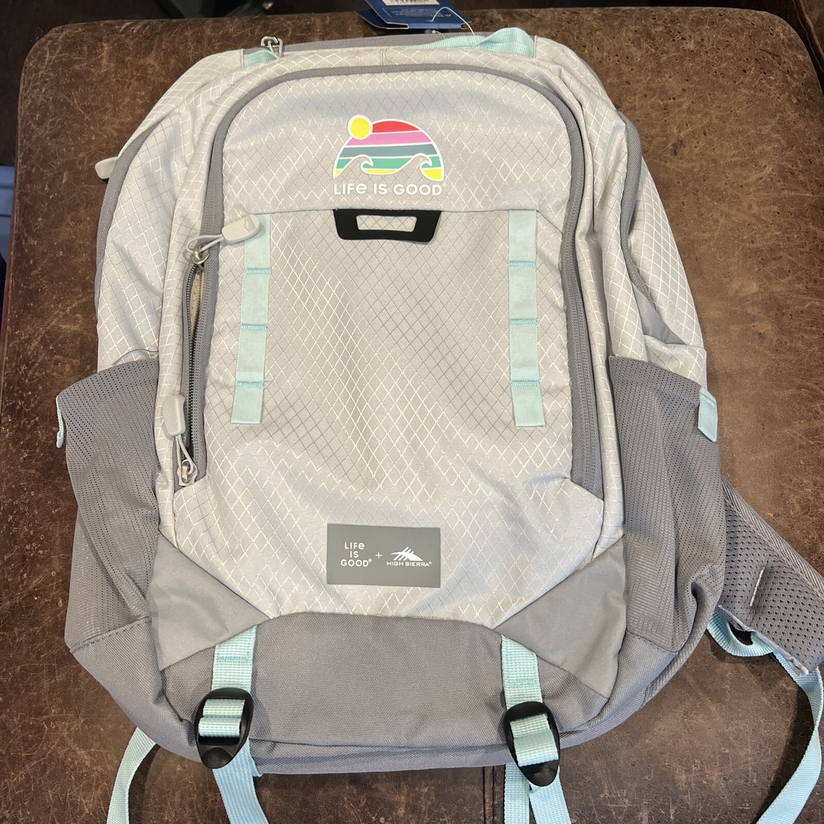 High Sierra Life is Good Laptop Backpack Blue/Green With side