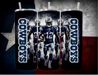 Dallas Cowboys Stainless Steel NFL Tumbler With Metal Straw - 20 Players March