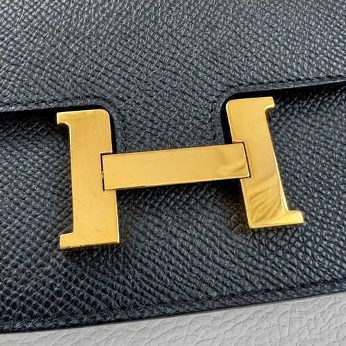HERMES Constance Slim L12,4xH10,2xD3cm Nero Oro Hardware Box Garanzia Auth - Foto 7 di 20