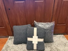 Threshold Set of 3 Dark Gray Solid Decorative Throw  Pillows Square Indoor