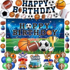 Sports Birthday Party Decorations Includes Banner, Backdrop, Foil  Latex Bal...
