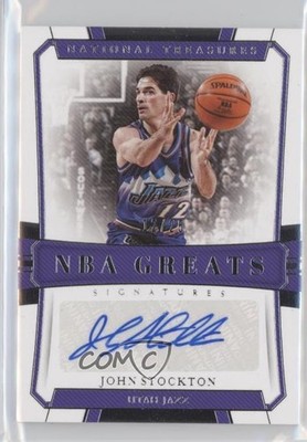 2018 National Treasures NBA Greats Signatures 12/25 John Stockton Auto HOF 0c3