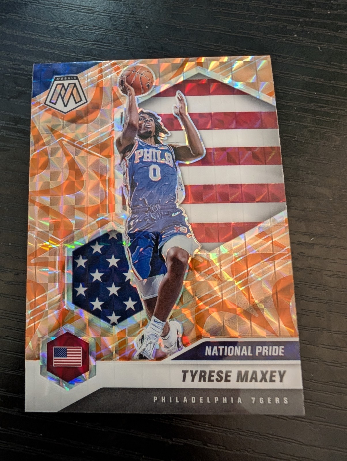 Tyrese Maxey 2020-21 Panini Mosaic National Pride Reactive Orange Prizm Rookie