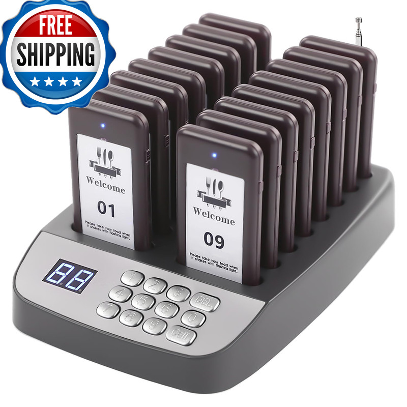 Loukiene 16 Pagers Wireless Restaurant Pager System 500Ft Range Calling Waiting