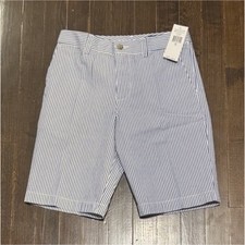 Polo Ralph Lauren Boys Blue/White Striped Cotton Chino Shorts Flat Front Pockets