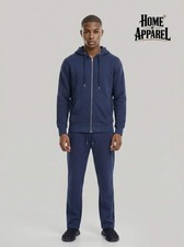 Navy Blue Full Zipper Cotton Fleece Streetwear Sweat Suit