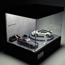 Vitrina Giratoria 1/64 Acabado Gris Hormigón Modelo Coche Vitrina Diorama