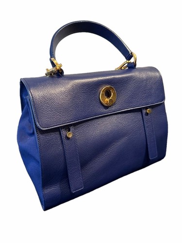 Saint Laurent YSL SAC MUSE TWO Handbag Blue Leather Gold Japan