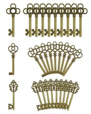 JIALEEY 3 Type of 30 PCS Vintage Large Skeleton Key Set Charms, Mixed Antique...