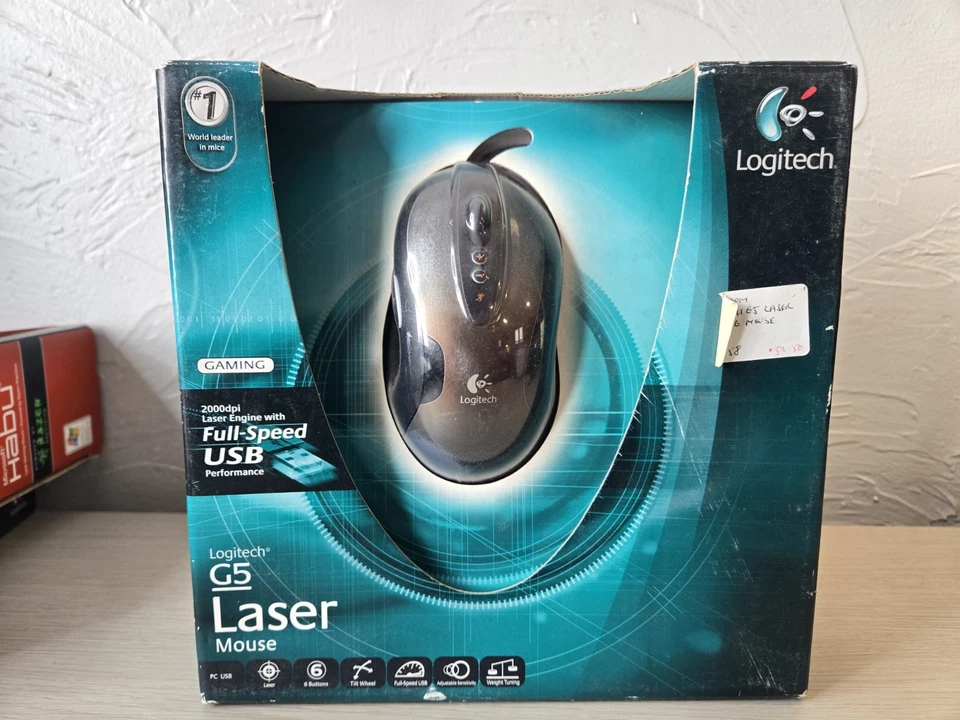 NEU Seltene Logitech G5 Laser Gaming Maus 2000 DPI einstellbares Gewicht