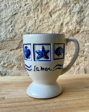 Vintage French Ceramic Mug La Mer Cobalt Blue Nautical Starfish Coastal Core