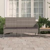 Gartenbank 3-Sitzer Mit Kissen Grau Poly Rattan