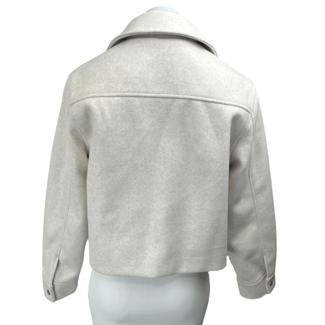 Zara Women's Ivory White Snap Button Down Collar Duster Pea Coat Jacket Size S thumbnail 2