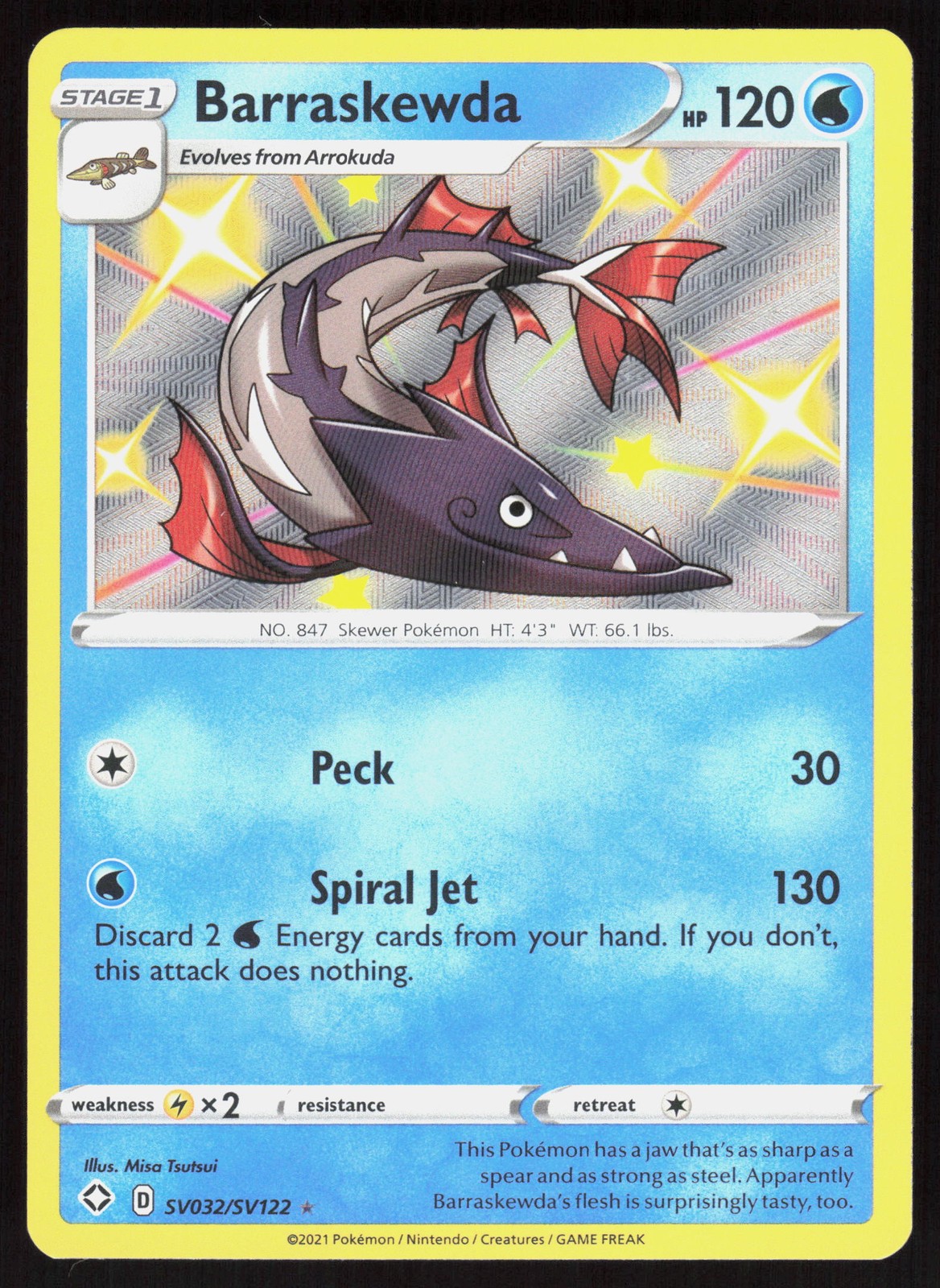 Shining Fates: Shiny Vault Barraskewda SV032/SV122 Shiny Holo Rare Pokemon NM