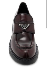 Prada Chocolate Brushed Leather Loafers Brown 39.5 9.5 Rt 1200