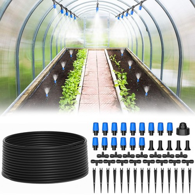 #ad MIXC 65FT Greenhouse Watering System Automatic Mist Irrigation Kit $25.99