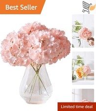 Artificial Hydrangea Flowers Blush Heads 10 Fake Silk Flowers for Wedding Decor